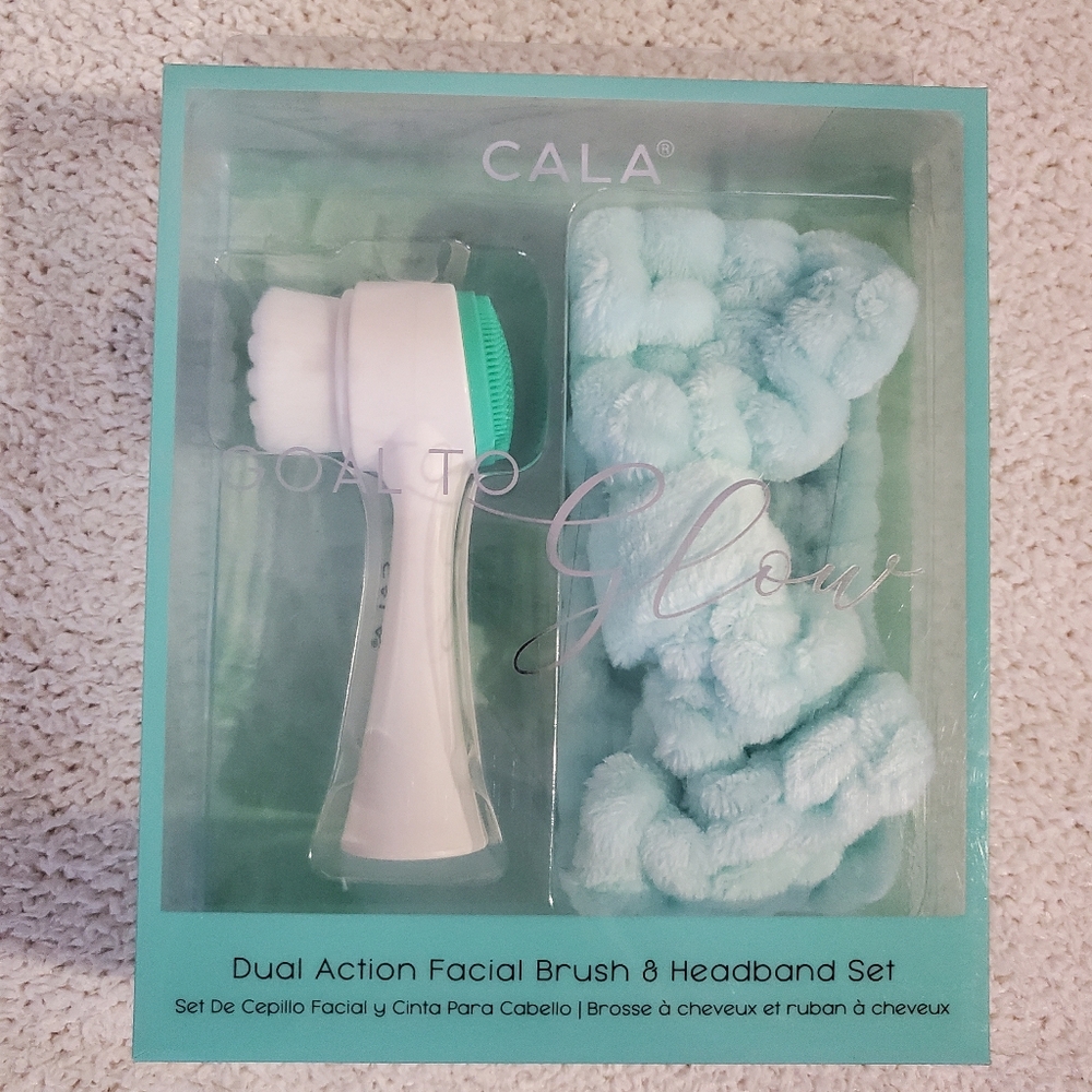 CALA Dual Action Facial Brush & Headband Set - Mint NWT